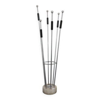 Fratelli Mannelli coat rack travertine steel design Modernariato 1970s