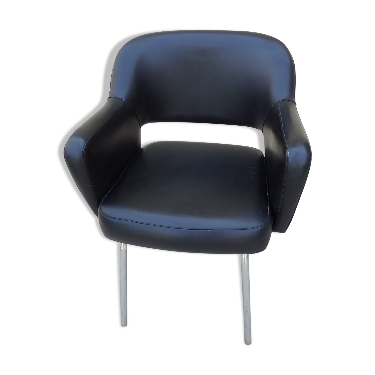 Vintage skai black armchair