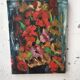 Toile huile ancienne fleurs