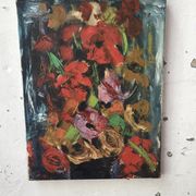 Old oil painting flowers