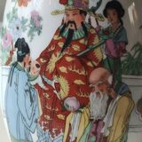 Traditional Japanese hand-painted pear-shaped vase. Geisha life scenes decor. High 26.5 cm