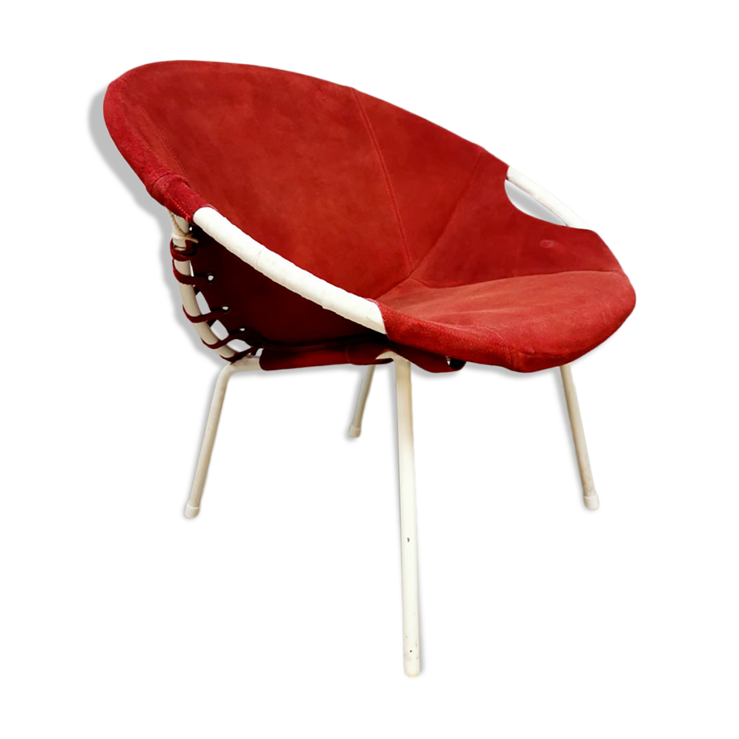 Vintage balloon chair by Lusch & Co red