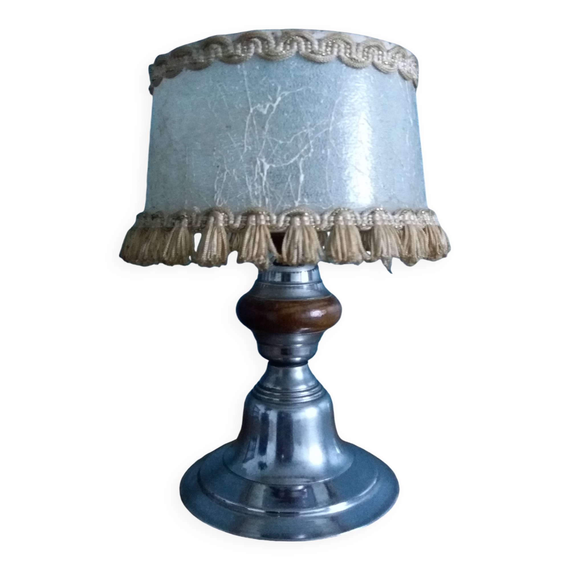 Metal and wood bedside lamp