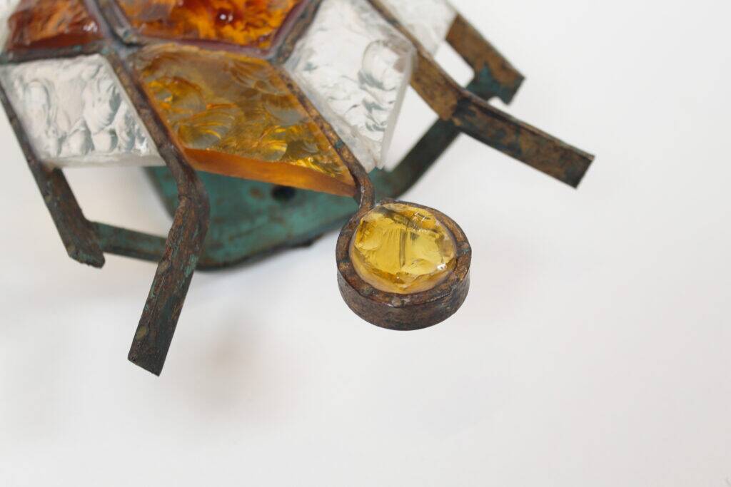 Brutalist glass wall sconce by Longobard, Italy 1960s