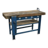 Old workshop workbench with blue patina