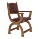 Années 1950, design danois, fauteuil retapissé, cuir marron naturel, bois de chêne.