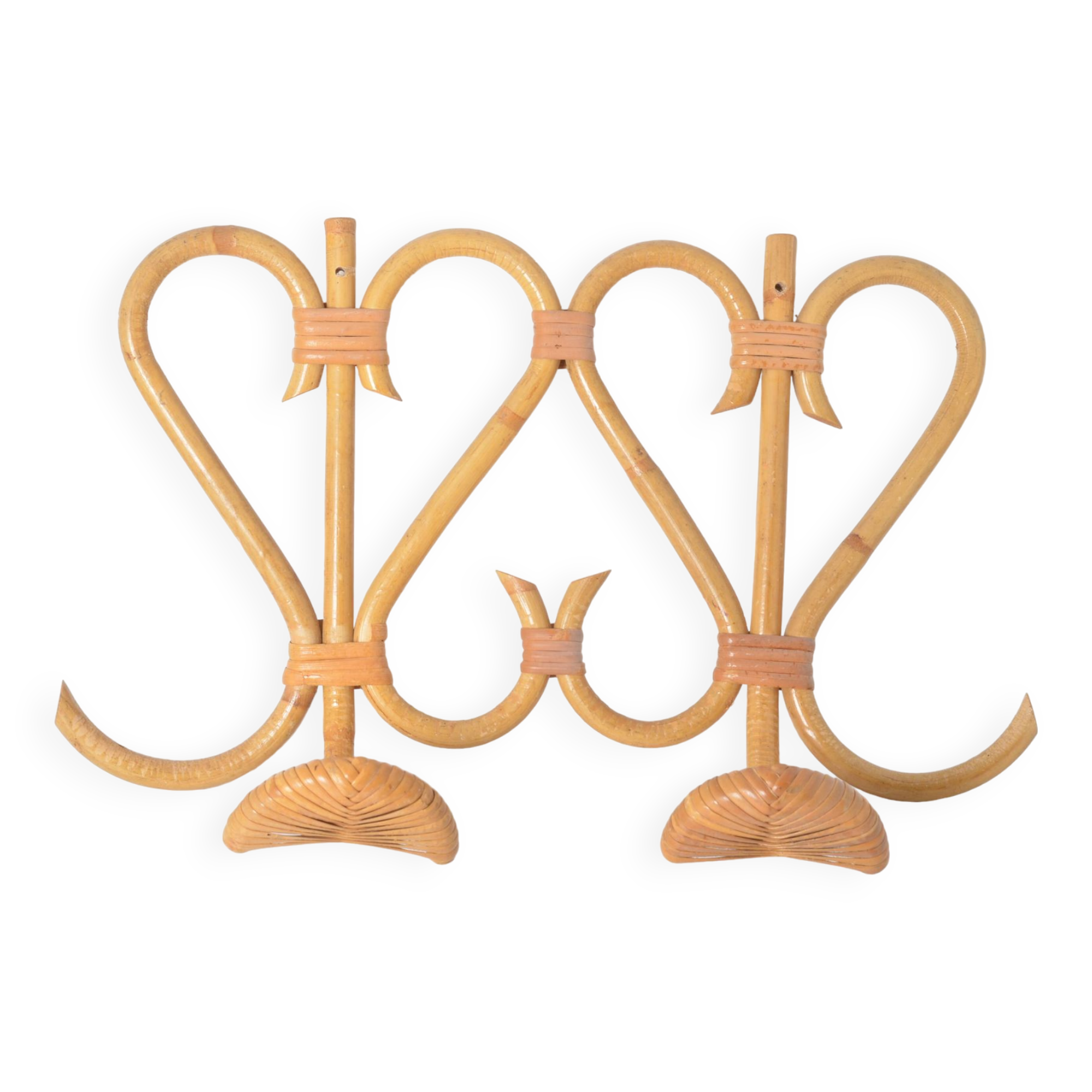 Double rattan coat rack