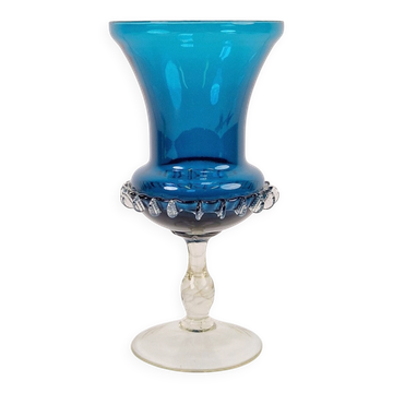 Vase en verre Murano bleu de style mid-century moderne, années 1960