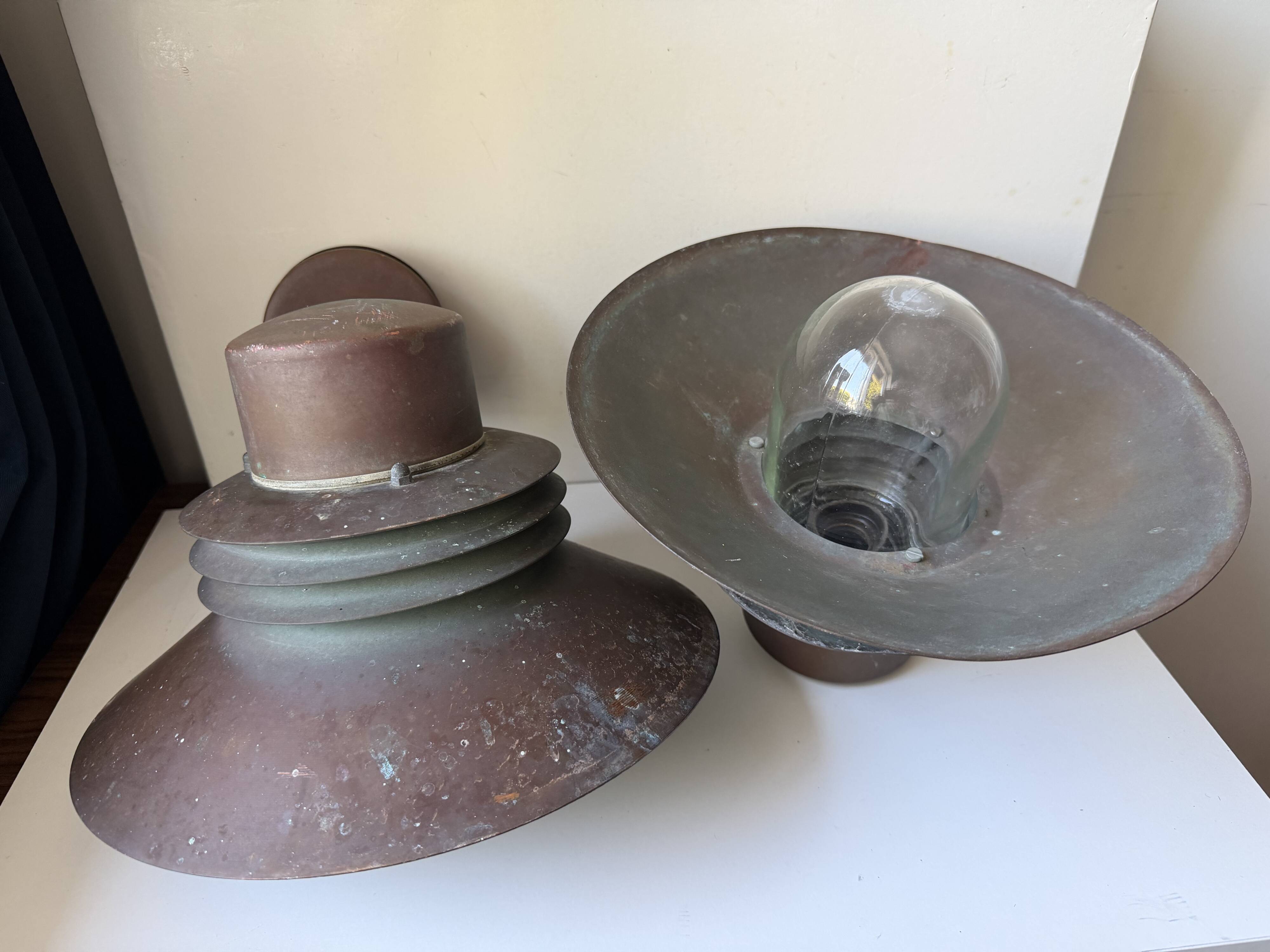 Pair of Danish Vintage Copper Wall Lamps