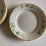 Set of 7 Sarreguemines Bamboo plates 1880 iron earth