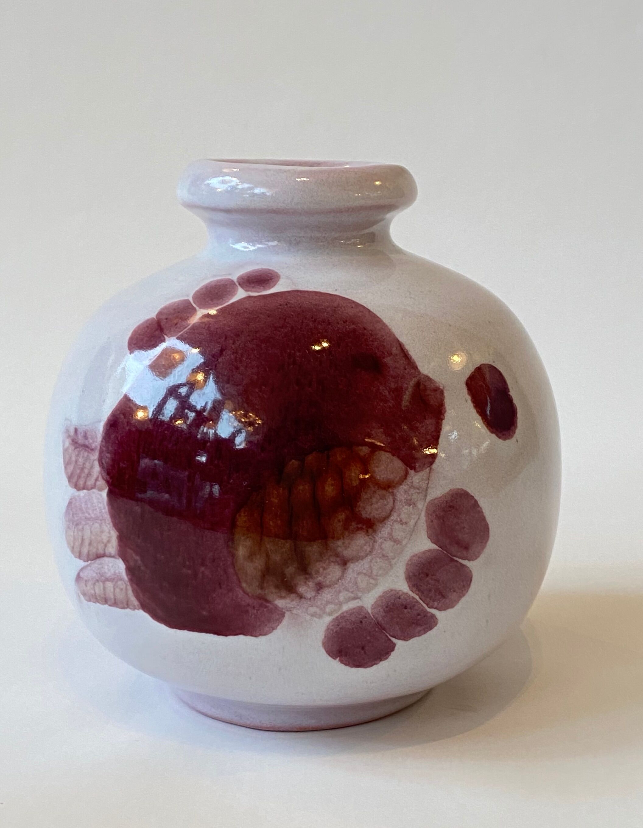 Ceramic vase by Jean and Robert Cloutier with fish decoration