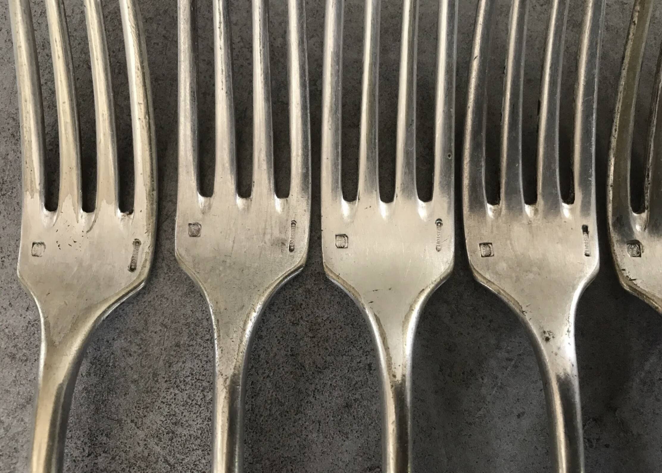 Lot of 15 old cutlery in monogrammed silver metal, christofle goldsmith