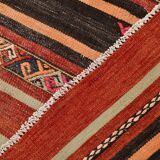 3x10 Red & Black Striped Kilim Runner Rug, 90x309Cm