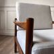Scandinavian armchair in white fabric