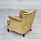 Fauteuil danois des années 1960, velours d'ameublement jaune miel, état d'origine.
