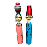 Couple statues bois Egypte colorées