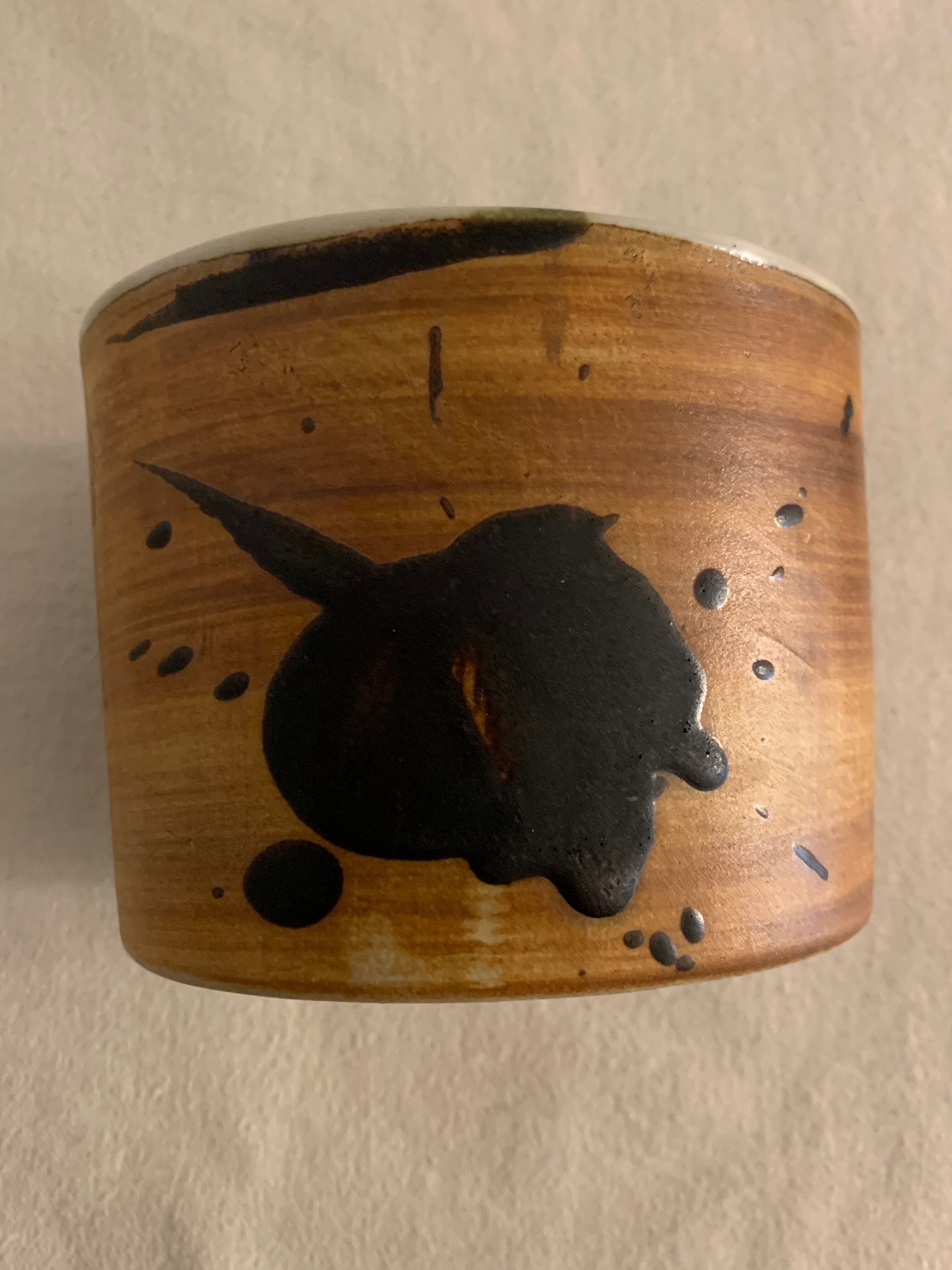 Pot de la Poterie de La Colombe in Vallauris style enamelled sandstone