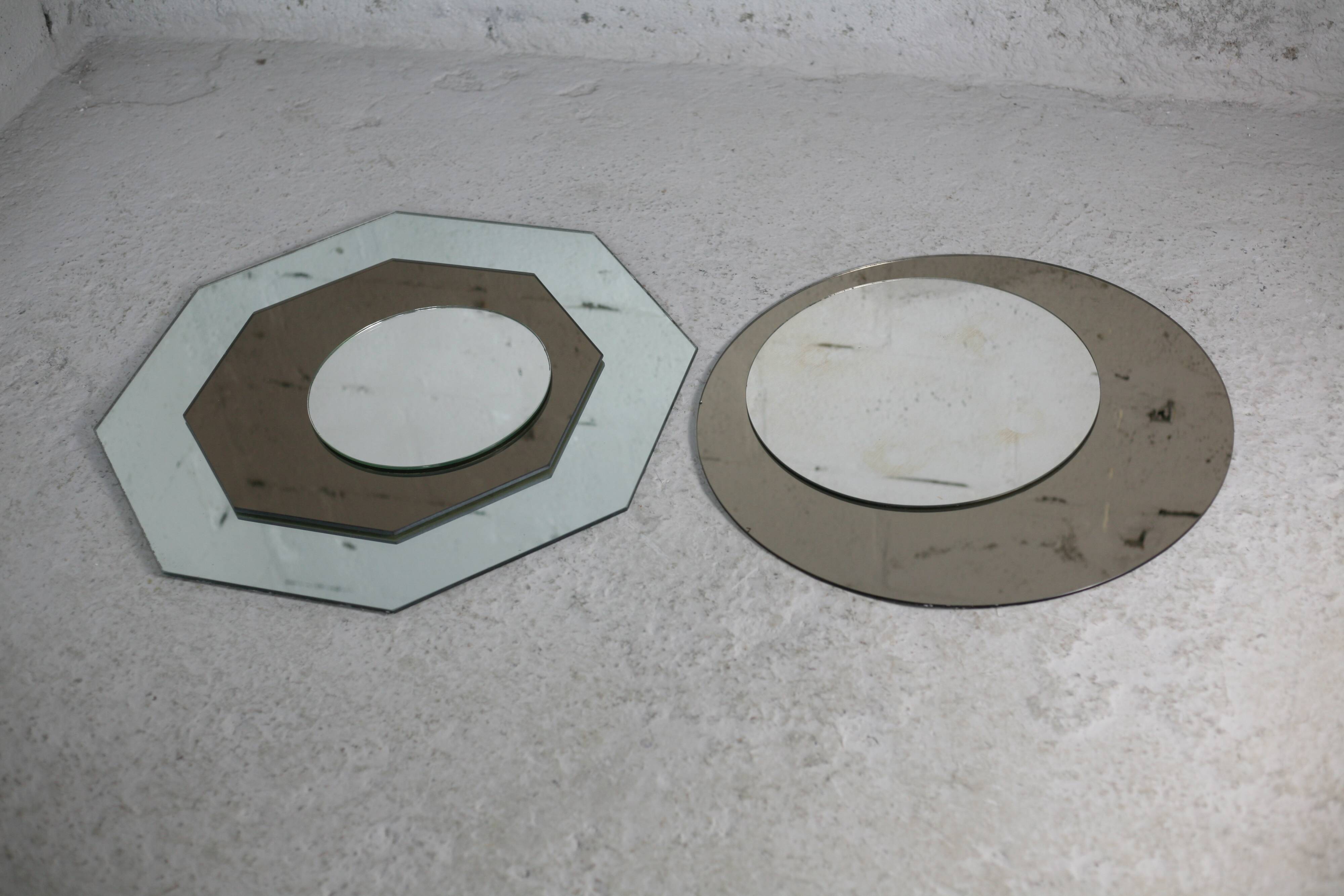 Pair of "kinetic" mirrors, France, circa 1970