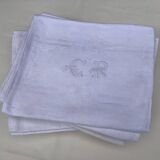 10 old damask and monogrammed napkins