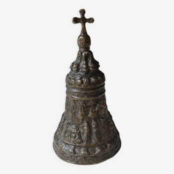 Ancienne cloche religieuse en bronze décorative