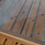 1970s pine and glass coffee table