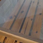 1970s pine and glass coffee table