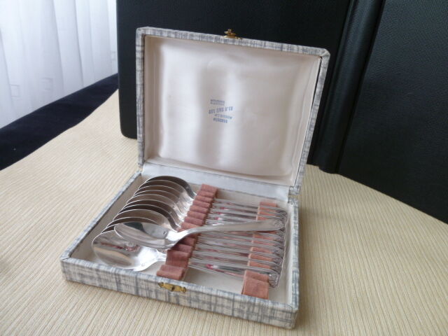 Box of 12 teaspoons in silver metal 18 G