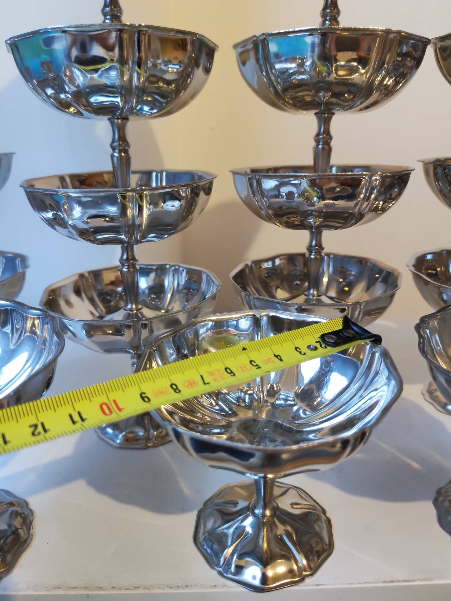 27 coupes en acier chromé inoxydable