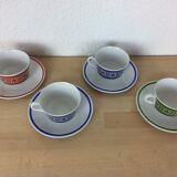 Set of 4 tea cups in colored porcelain
