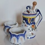 Mustard, salt and pepper shaker set with Rouen decor