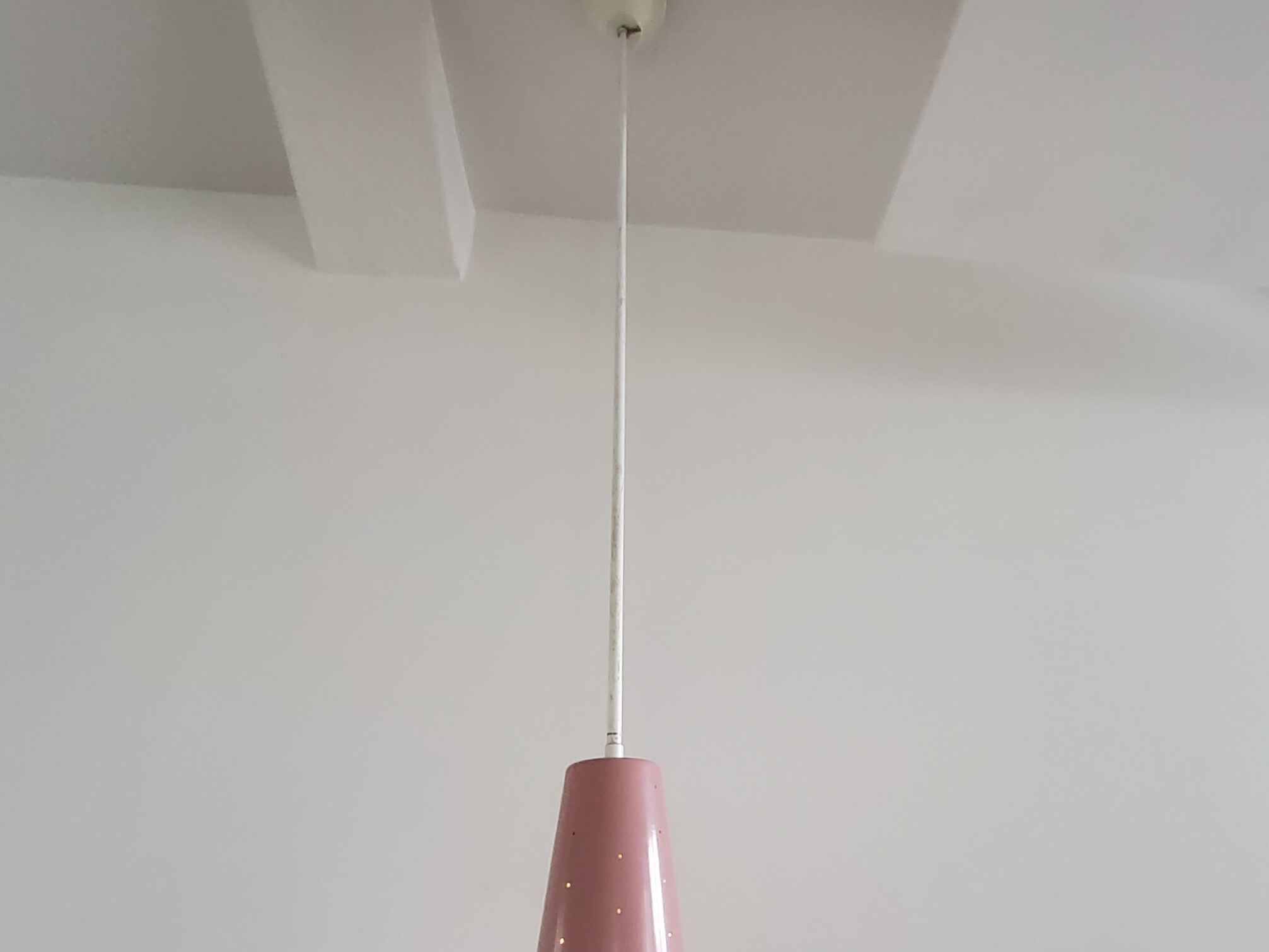 Pink conical pendant lamp from Evenblij, The Netherlands 1960's