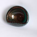 Vide poche bullicante et filigrana vert moucheté d’or, Murano 1950.