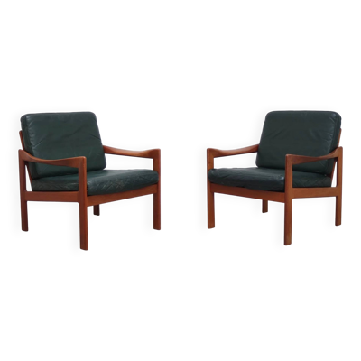 Paire de fauteuils danois par Illum Wikkelsø pour Niels Eilersen, années 1960.