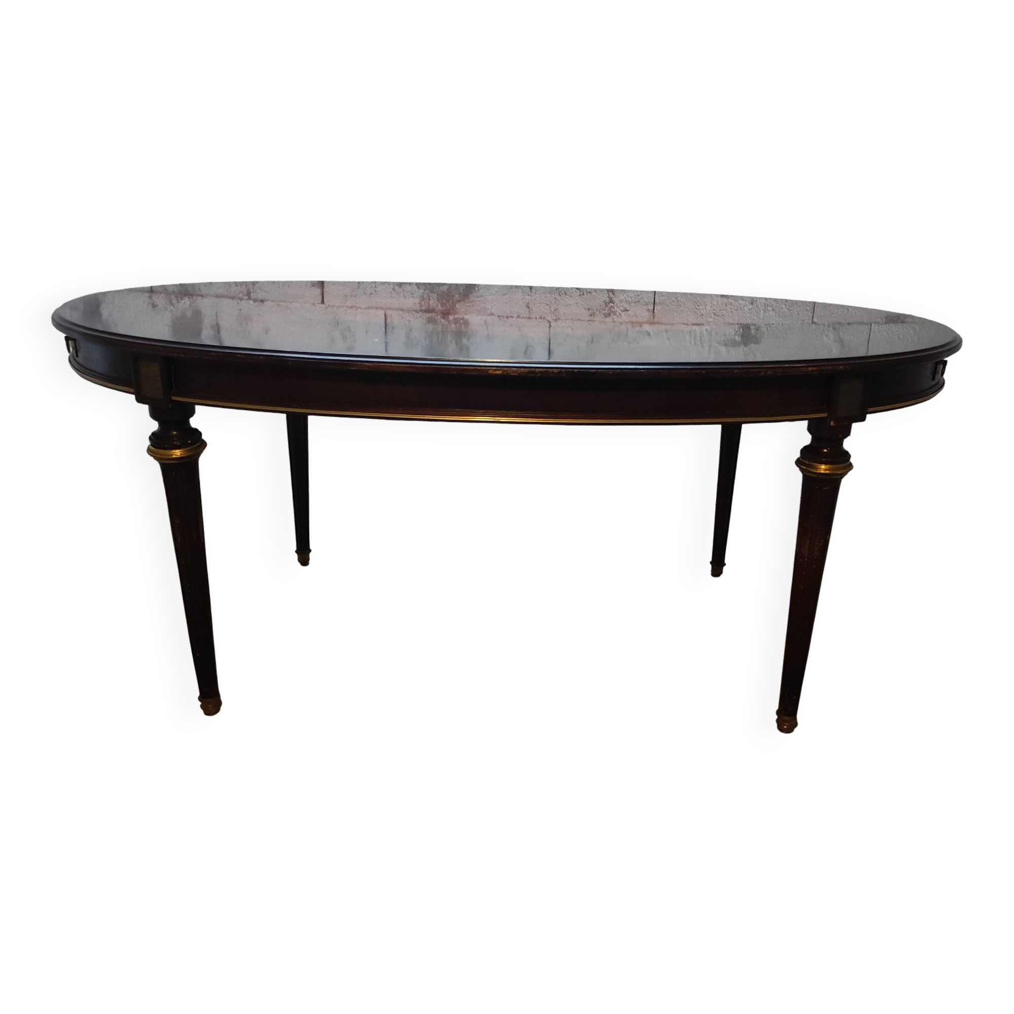 Table oval style Louis XVI avec rallonges demi-lunes
