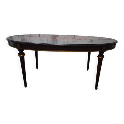 Table oval style Louis XVI avec rallonges demi-lunes