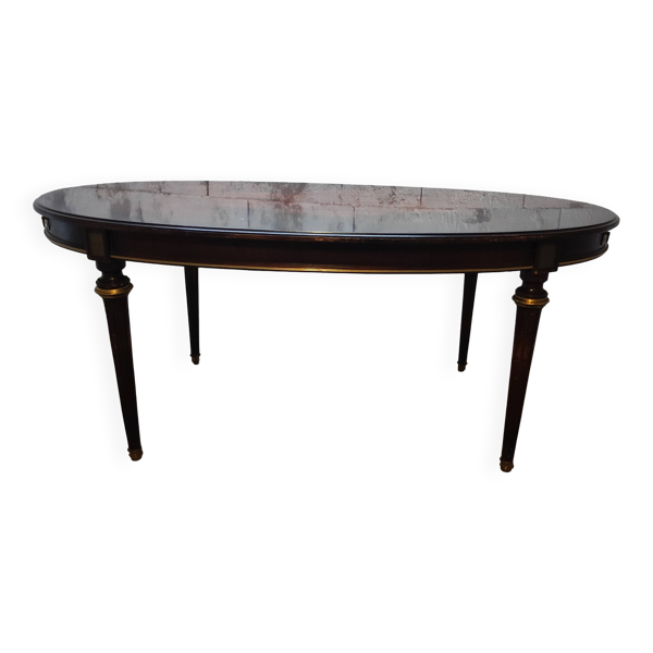 Table oval style Louis XVI avec rallonges demi-lunes