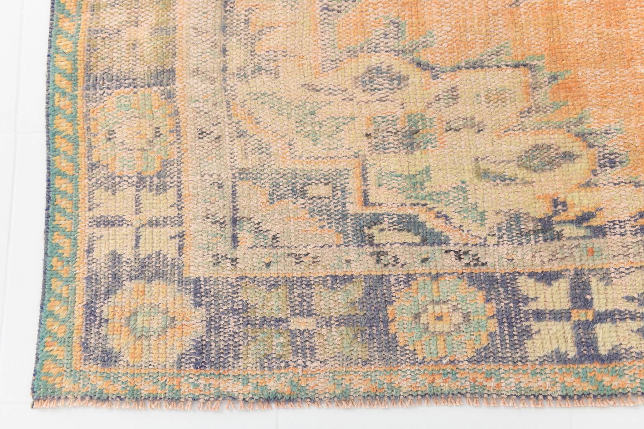 6x10 Turkish Light Orange Cream Vintage Rug, 195x313Cm