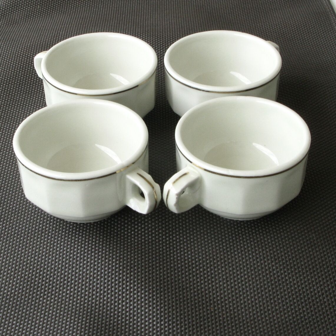 Lot De 4 Tasses à Café Bistrot Pillivuyt – Porcelaine Blanche France