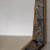 Antique Octagonal Mirror 45x35 with Floral Decor from the 80s Vintage