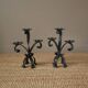Pair of candelabra candlesticks wrought iron candlesticks handcrafted brutalist decoration