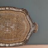 Plateau florentin doré et blanc – 49 x 33 cm