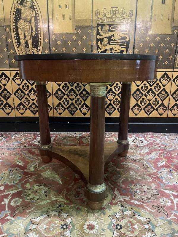 Empire period mahogany and marble pedestal table
