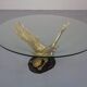 French Swan Coffee Table in Brass and Glass, 1960s