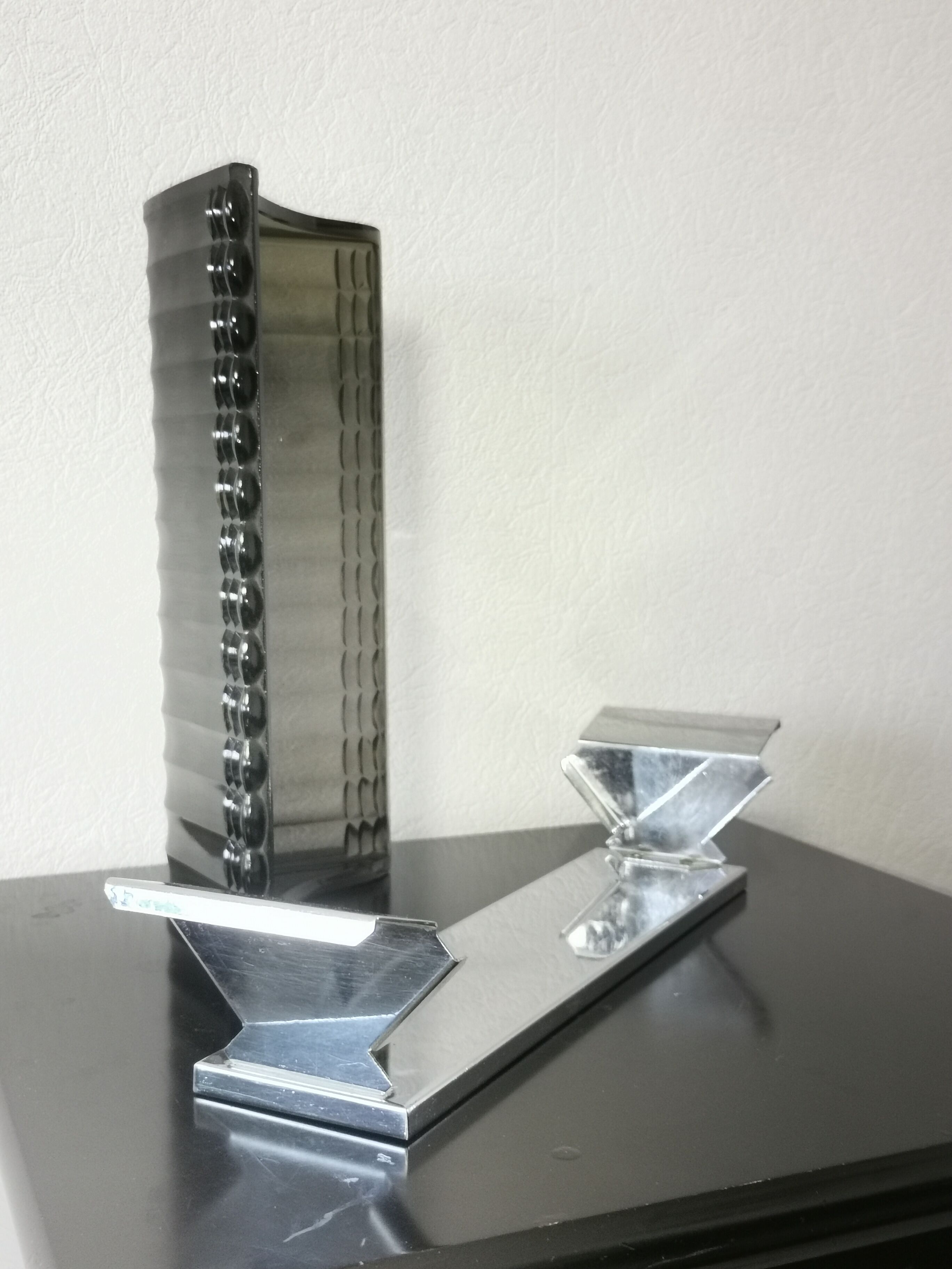 Large pocket in smoked glass and chrome steel, 1930