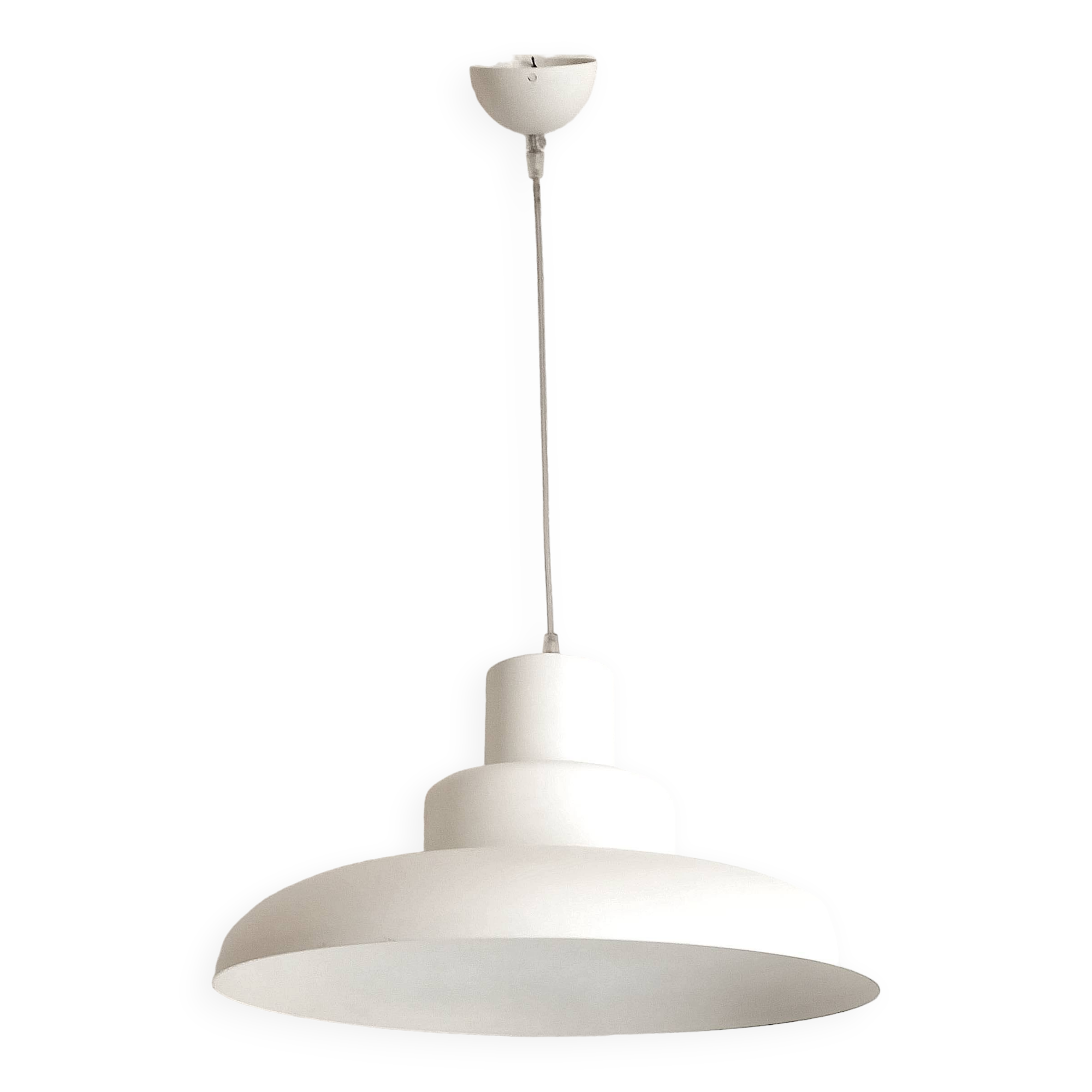 White lacquered chandelier Italian design 80s Diameter 50 cm