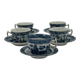 Set of 5 vintage porcelain cups and saucers with Blue Willow pattern.