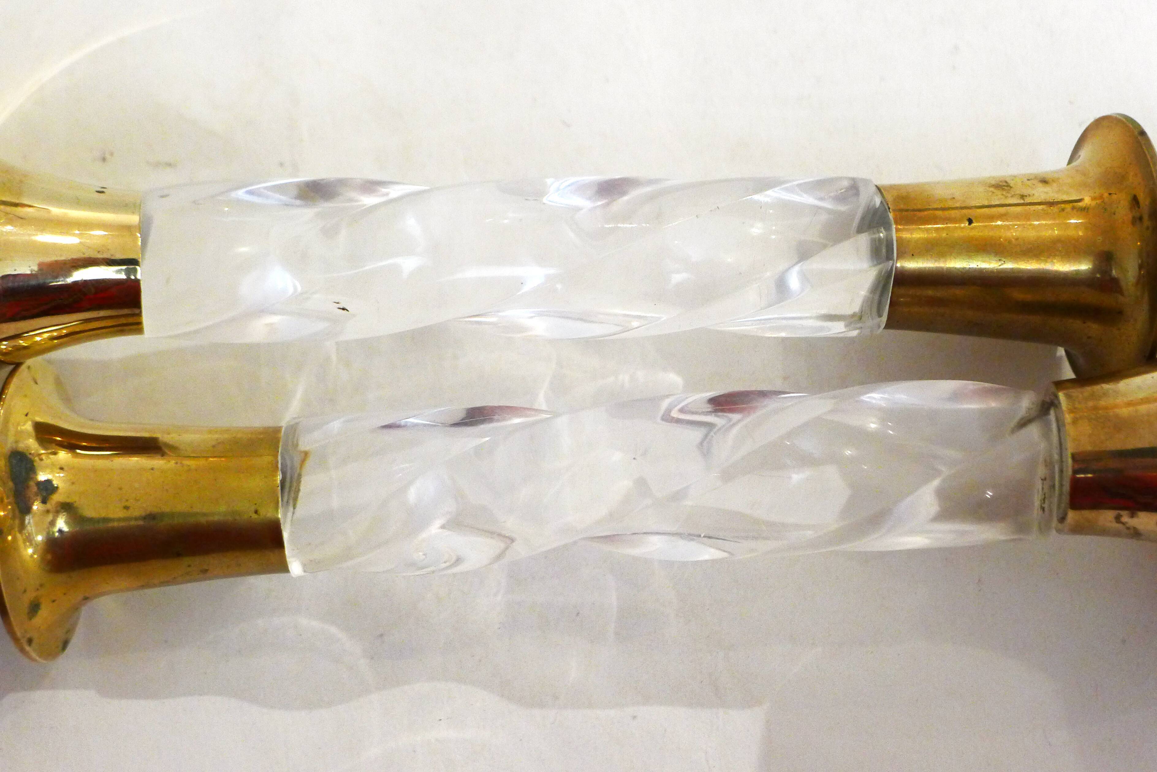 Pair of golden & plexi candle holders