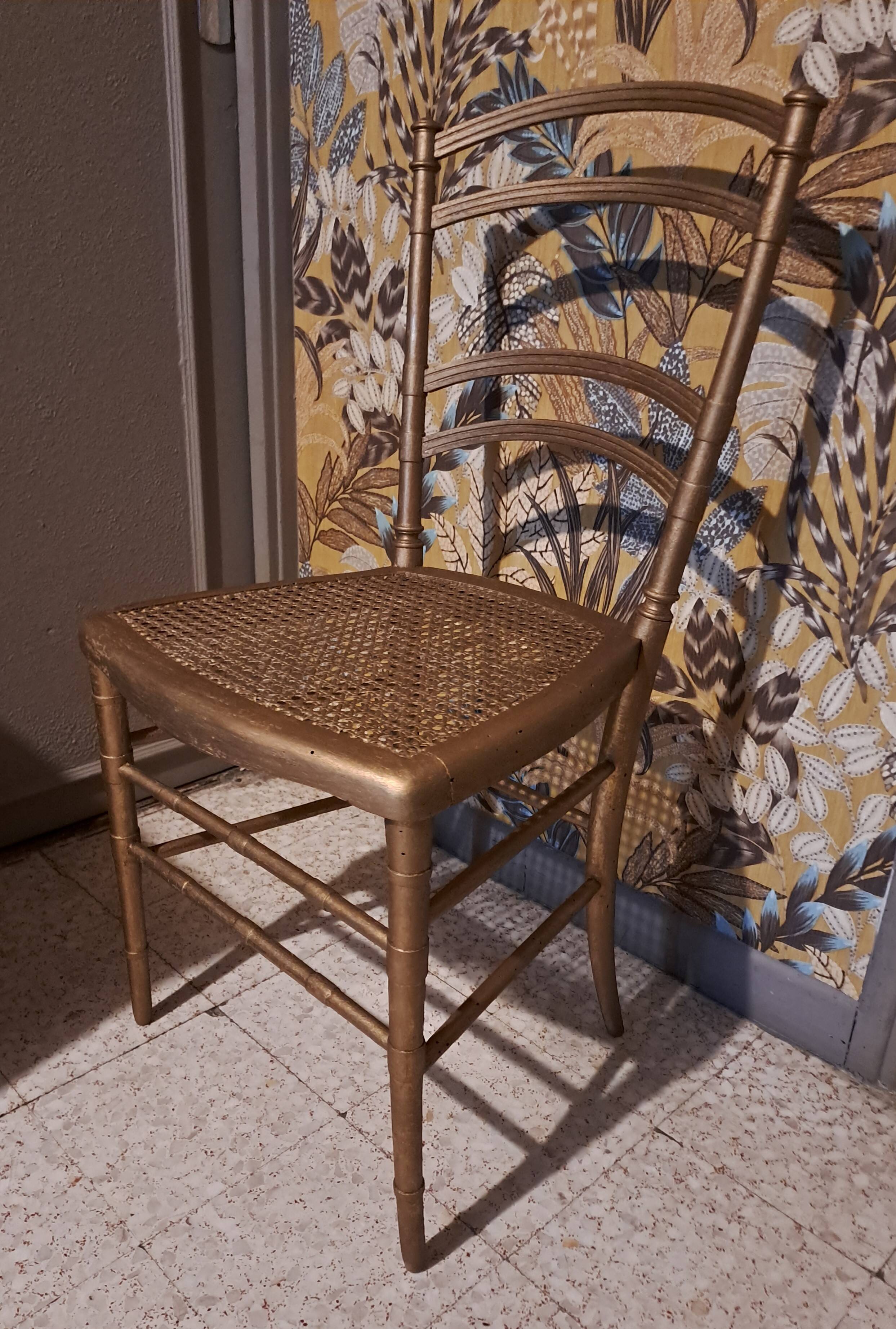 Napoleon III style chair, known as the Opera model, in carved wood and caning on a restored seat, circa 1850