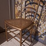 Napoleon III style chair known as the Opera model in worked wood and cane on restored seat 1850