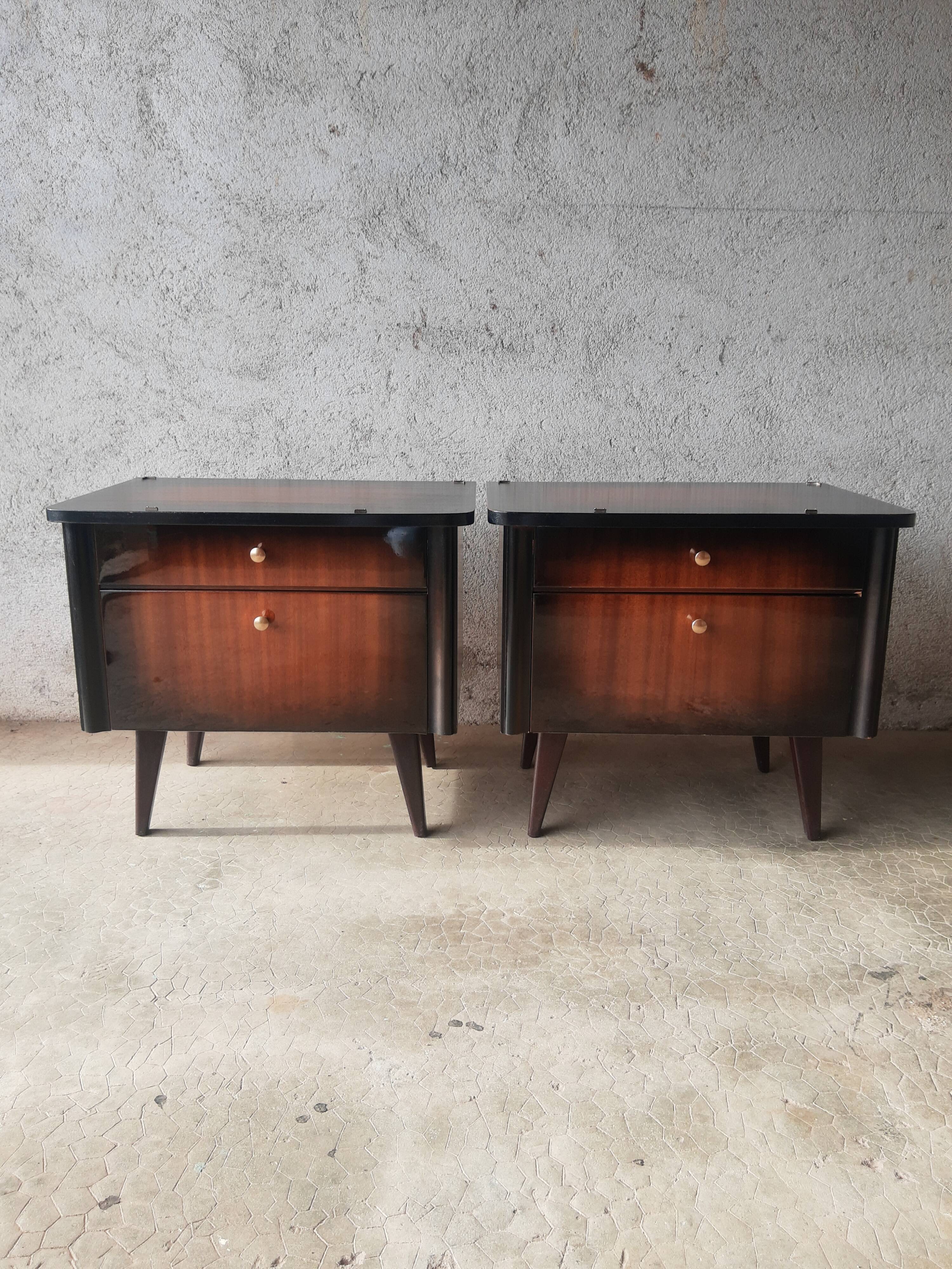 Pair of bedside feet compass 60s vintage